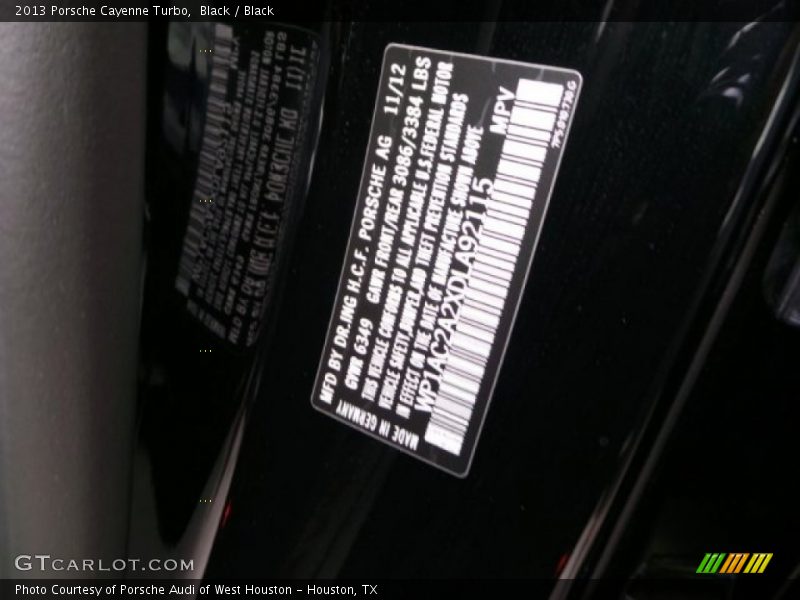 Black / Black 2013 Porsche Cayenne Turbo