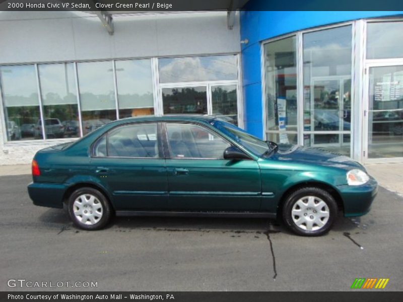 Clover Green Pearl / Beige 2000 Honda Civic VP Sedan