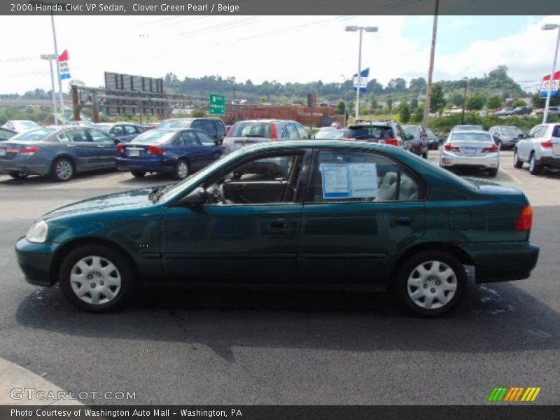 Clover Green Pearl / Beige 2000 Honda Civic VP Sedan
