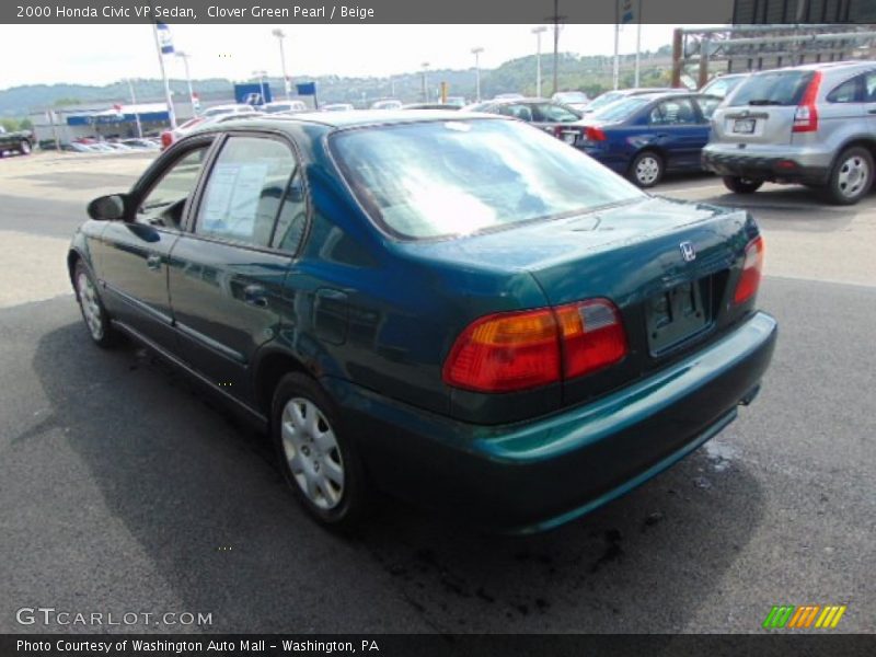 Clover Green Pearl / Beige 2000 Honda Civic VP Sedan