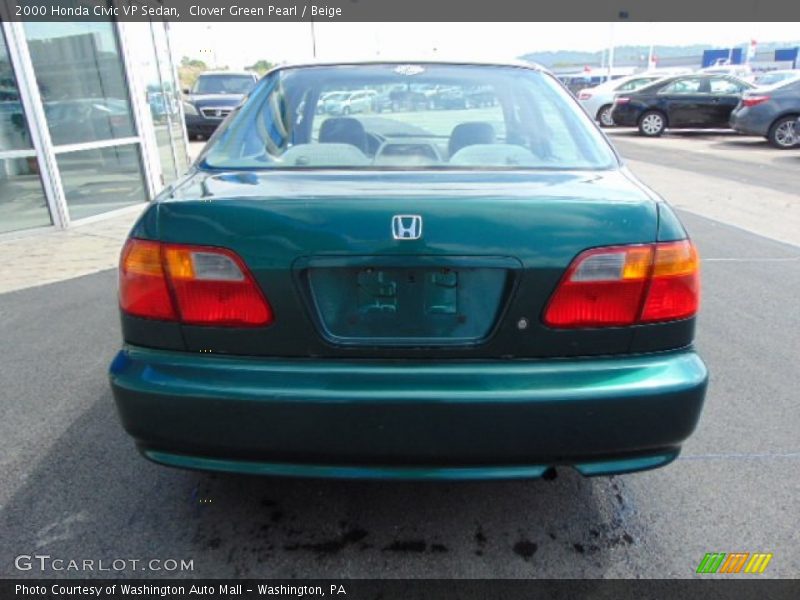 Clover Green Pearl / Beige 2000 Honda Civic VP Sedan