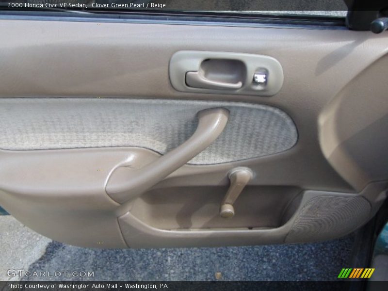 Clover Green Pearl / Beige 2000 Honda Civic VP Sedan