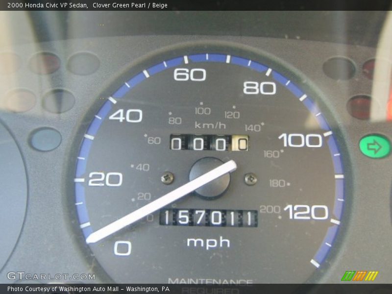 Clover Green Pearl / Beige 2000 Honda Civic VP Sedan