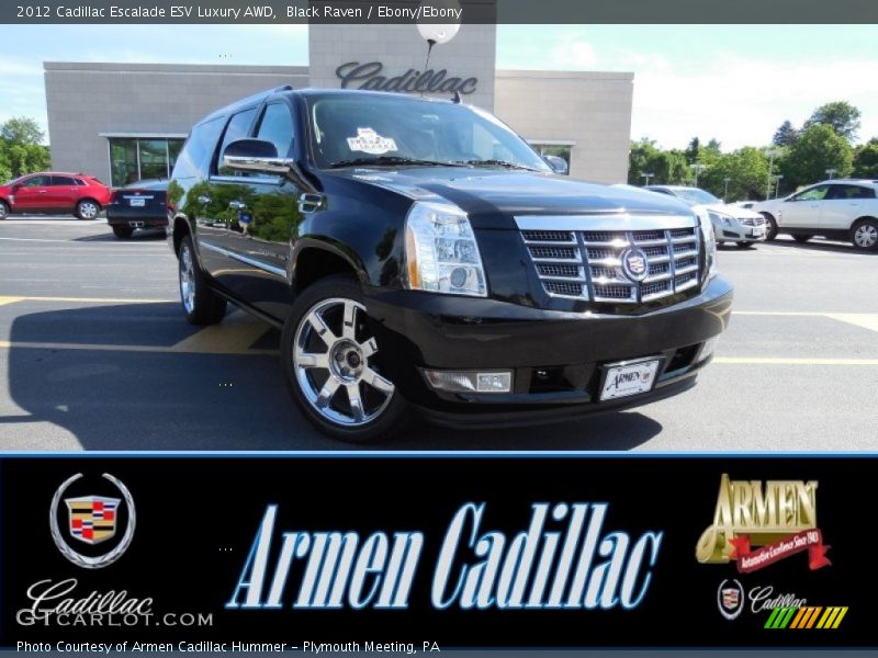 Black Raven / Ebony/Ebony 2012 Cadillac Escalade ESV Luxury AWD