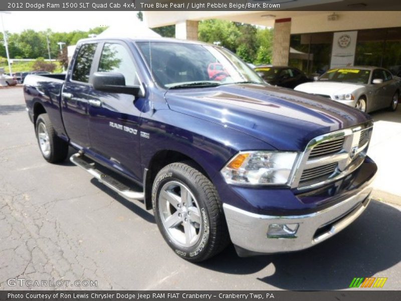 True Blue Pearl / Light Pebble Beige/Bark Brown 2012 Dodge Ram 1500 SLT Quad Cab 4x4