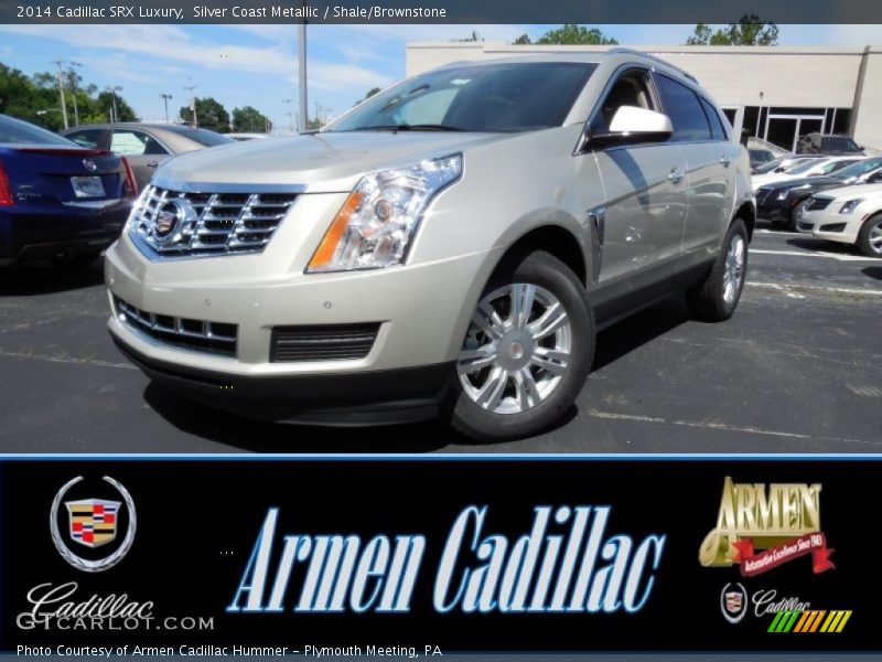 Silver Coast Metallic / Shale/Brownstone 2014 Cadillac SRX Luxury