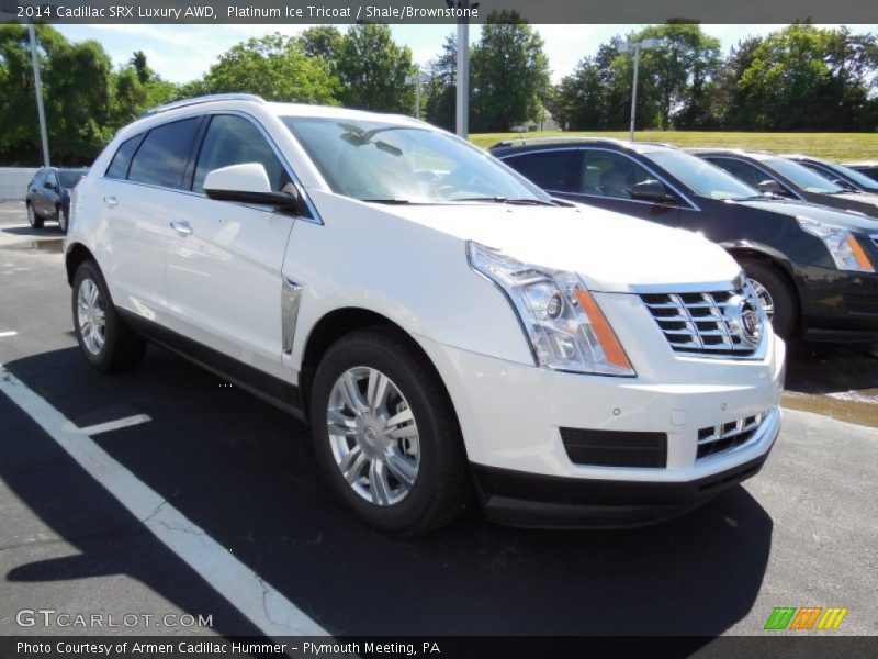 Platinum Ice Tricoat / Shale/Brownstone 2014 Cadillac SRX Luxury AWD