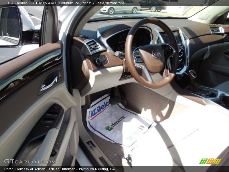 Platinum Ice Tricoat / Shale/Brownstone 2014 Cadillac SRX Luxury AWD