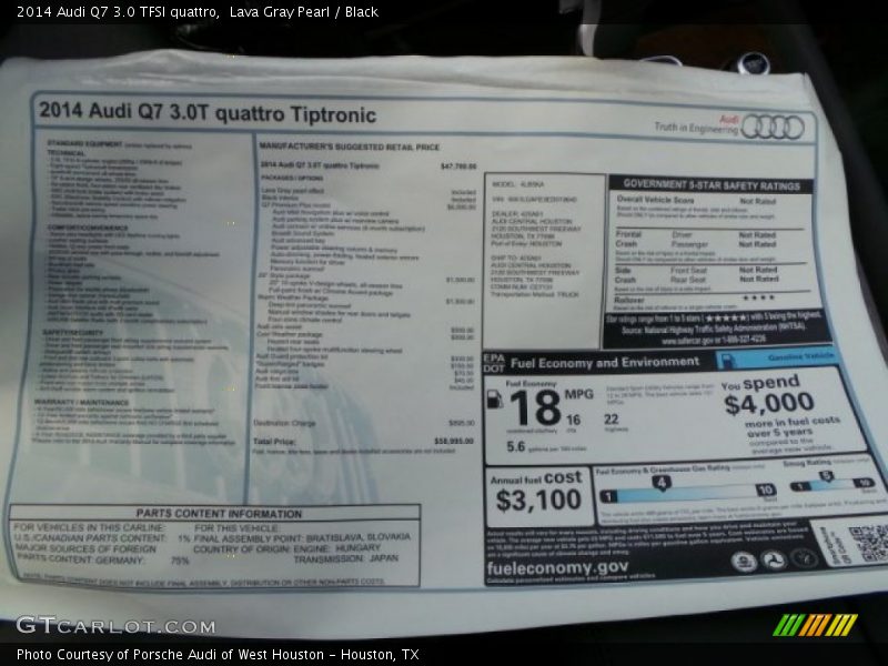 Lava Gray Pearl / Black 2014 Audi Q7 3.0 TFSI quattro