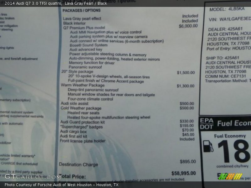 Lava Gray Pearl / Black 2014 Audi Q7 3.0 TFSI quattro