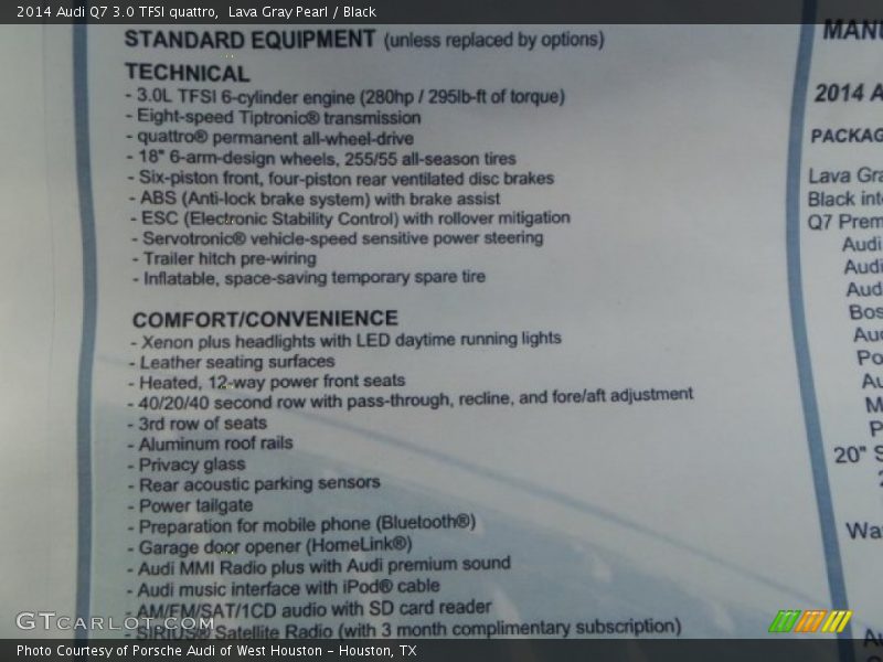 Lava Gray Pearl / Black 2014 Audi Q7 3.0 TFSI quattro