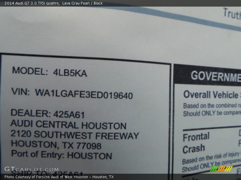 Lava Gray Pearl / Black 2014 Audi Q7 3.0 TFSI quattro