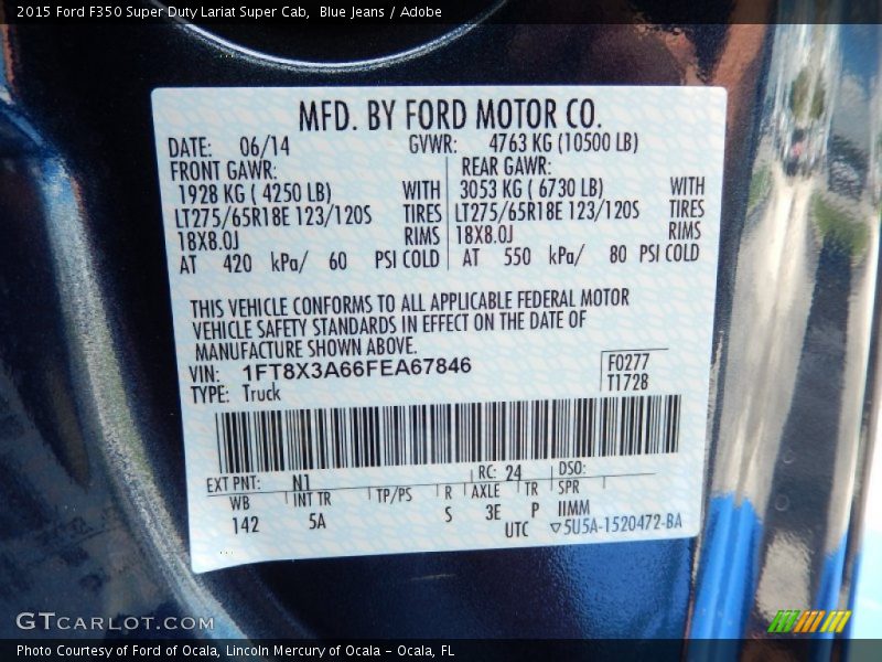 Blue Jeans / Adobe 2015 Ford F350 Super Duty Lariat Super Cab