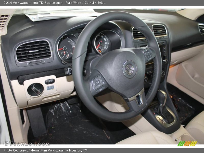 Pure White / Cornsilk Beige 2014 Volkswagen Jetta TDI SportWagen