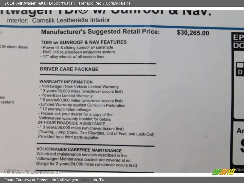 Tornado Red / Cornsilk Beige 2014 Volkswagen Jetta TDI SportWagen