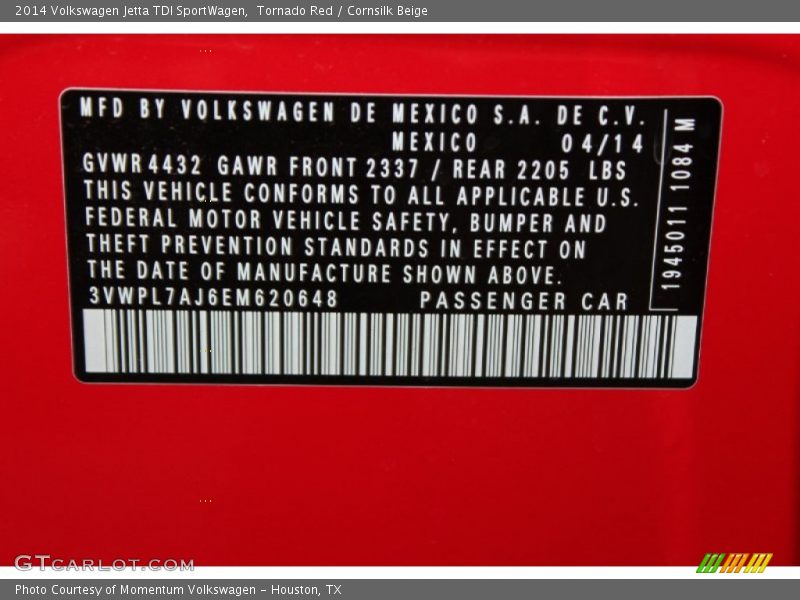Tornado Red / Cornsilk Beige 2014 Volkswagen Jetta TDI SportWagen