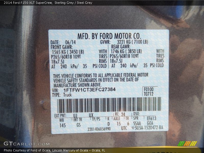 Sterling Grey / Steel Grey 2014 Ford F150 XLT SuperCrew