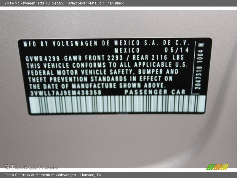 Reflex Silver Metallic / Titan Black 2014 Volkswagen Jetta TDI Sedan