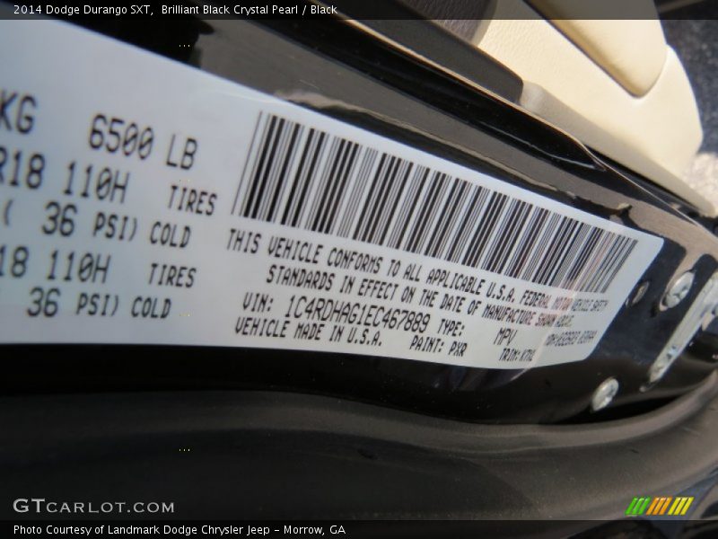 Brilliant Black Crystal Pearl / Black 2014 Dodge Durango SXT