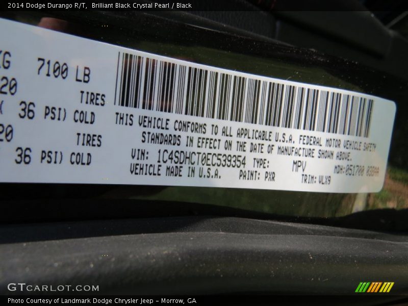 Brilliant Black Crystal Pearl / Black 2014 Dodge Durango R/T