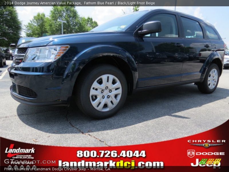 Fathom Blue Pearl / Black/Light Frost Beige 2014 Dodge Journey Amercian Value Package