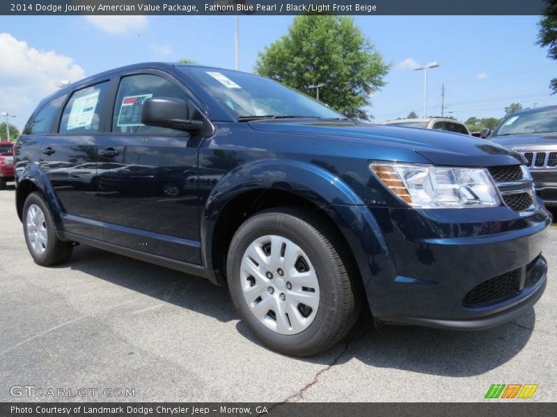 Fathom Blue Pearl / Black/Light Frost Beige 2014 Dodge Journey Amercian Value Package