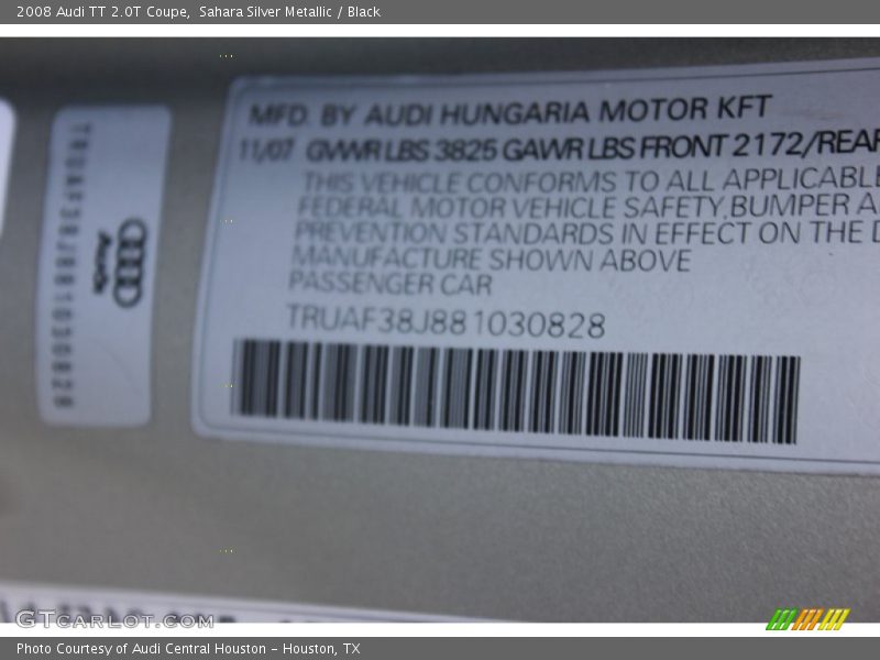 Sahara Silver Metallic / Black 2008 Audi TT 2.0T Coupe
