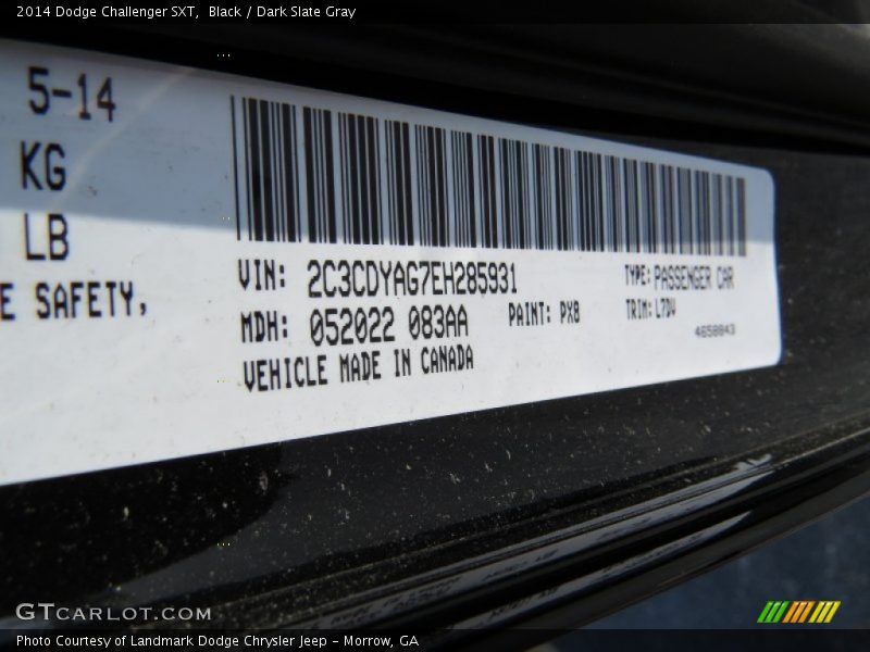 Black / Dark Slate Gray 2014 Dodge Challenger SXT