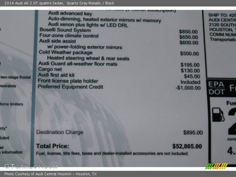 Quartz Gray Metallic / Black 2014 Audi A6 2.0T quattro Sedan