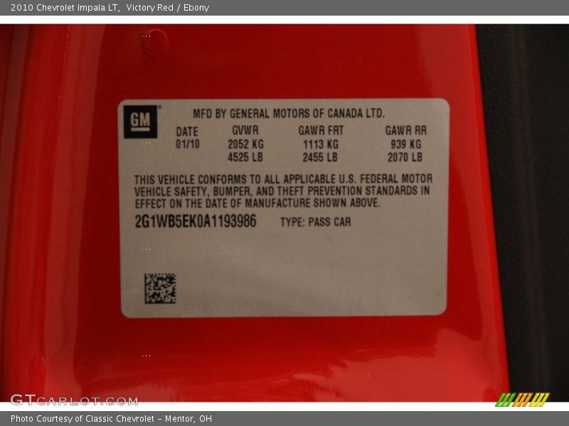 Victory Red / Ebony 2010 Chevrolet Impala LT