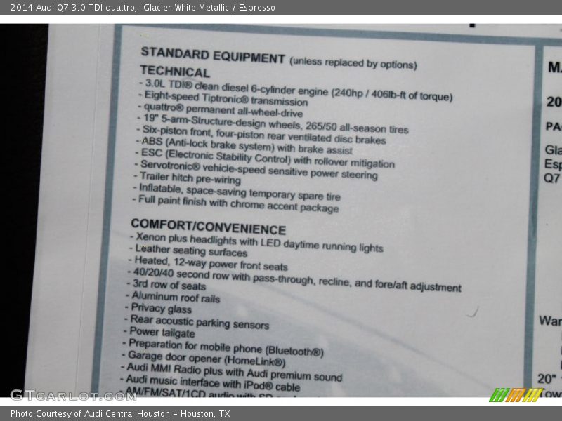 Glacier White Metallic / Espresso 2014 Audi Q7 3.0 TDI quattro