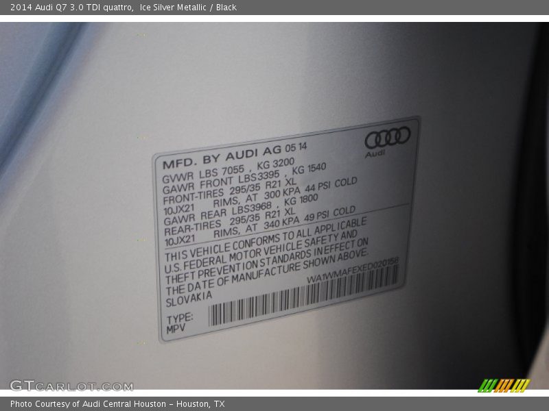 Ice Silver Metallic / Black 2014 Audi Q7 3.0 TDI quattro