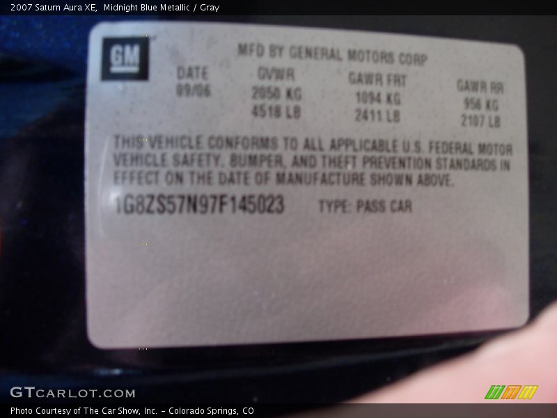 Midnight Blue Metallic / Gray 2007 Saturn Aura XE