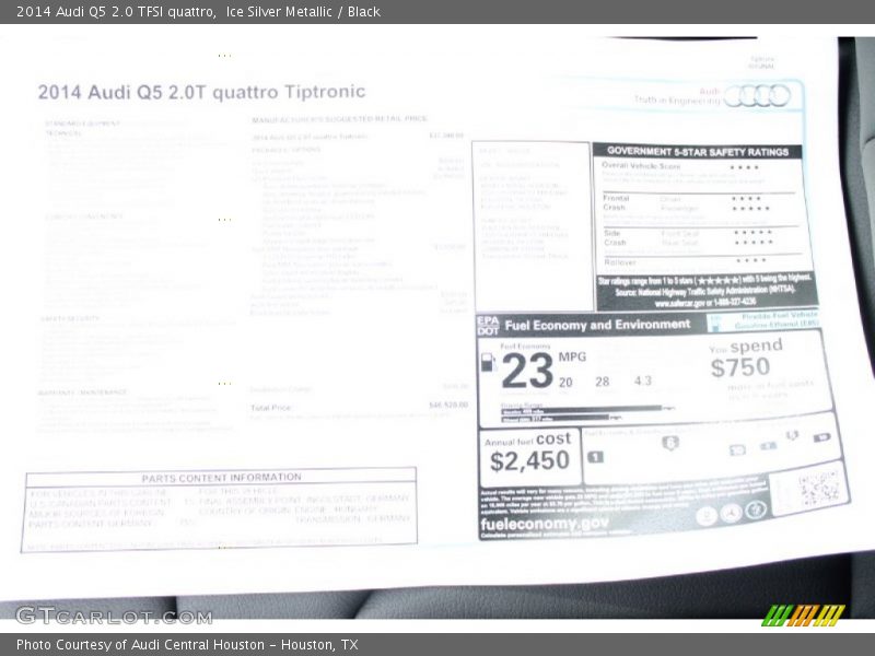 Ice Silver Metallic / Black 2014 Audi Q5 2.0 TFSI quattro