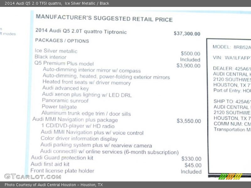 Ice Silver Metallic / Black 2014 Audi Q5 2.0 TFSI quattro