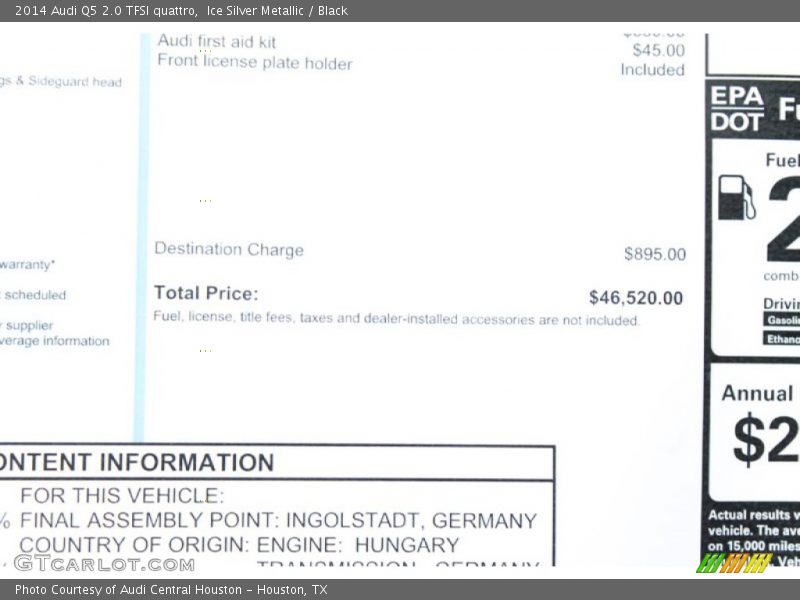 Ice Silver Metallic / Black 2014 Audi Q5 2.0 TFSI quattro