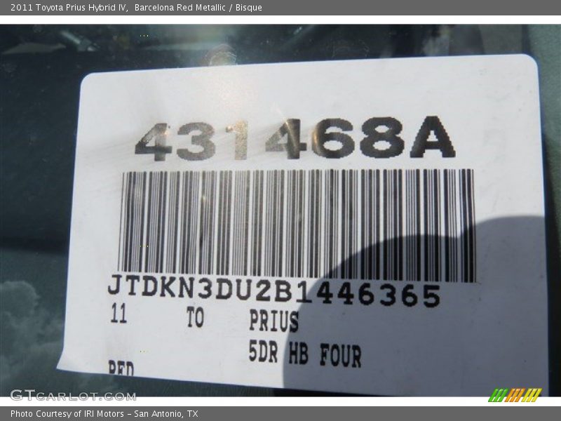 Barcelona Red Metallic / Bisque 2011 Toyota Prius Hybrid IV