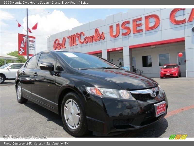 Crystal Black Pearl / Beige 2009 Honda Civic Hybrid Sedan