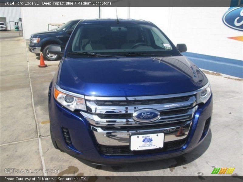 Deep Impact Blue / Medium Light Stone 2014 Ford Edge SE