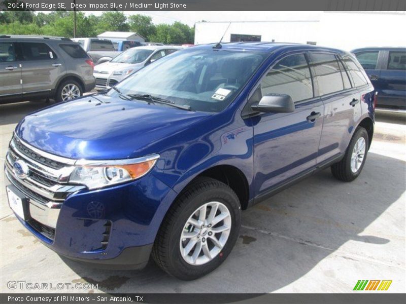 Deep Impact Blue / Medium Light Stone 2014 Ford Edge SE