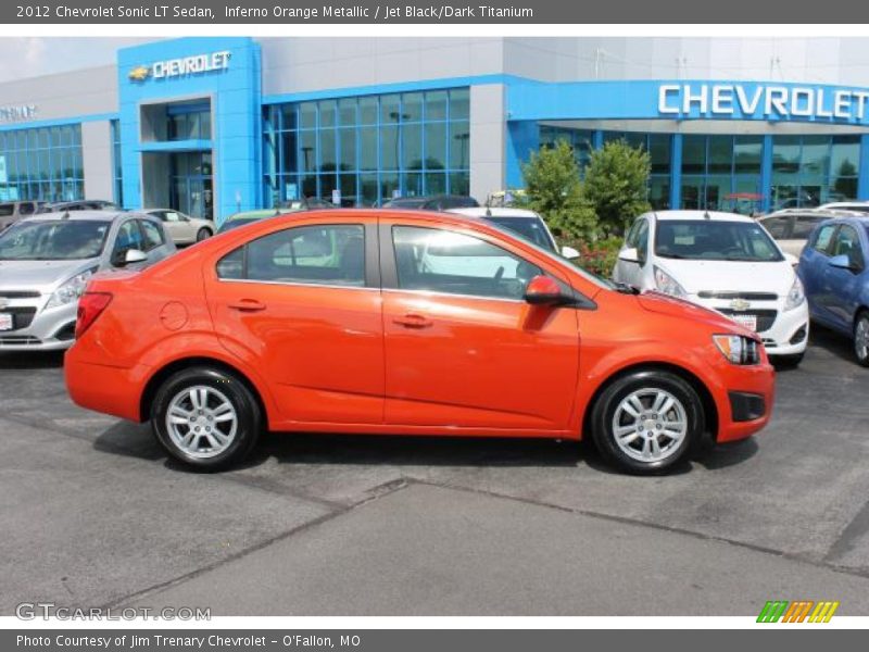Inferno Orange Metallic / Jet Black/Dark Titanium 2012 Chevrolet Sonic LT Sedan