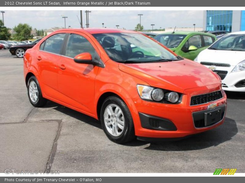 Inferno Orange Metallic / Jet Black/Dark Titanium 2012 Chevrolet Sonic LT Sedan