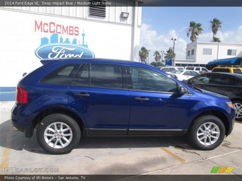 Deep Impact Blue / Medium Light Stone 2014 Ford Edge SE