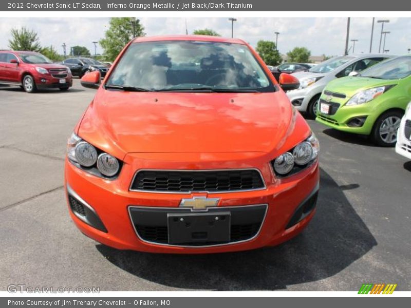 Inferno Orange Metallic / Jet Black/Dark Titanium 2012 Chevrolet Sonic LT Sedan