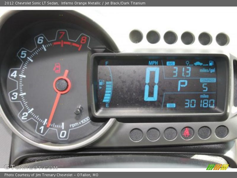 Inferno Orange Metallic / Jet Black/Dark Titanium 2012 Chevrolet Sonic LT Sedan