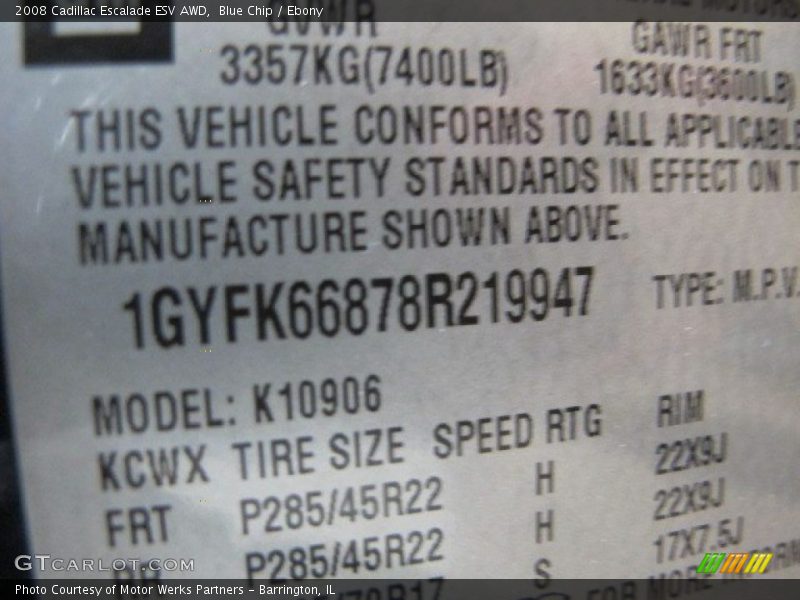 Blue Chip / Ebony 2008 Cadillac Escalade ESV AWD
