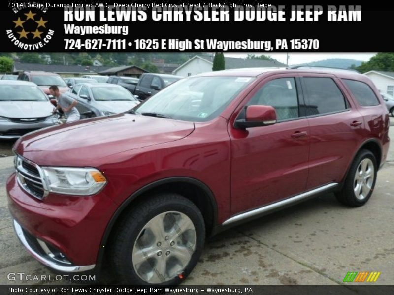 Deep Cherry Red Crystal Pearl / Black/Light Frost Beige 2014 Dodge Durango Limited AWD