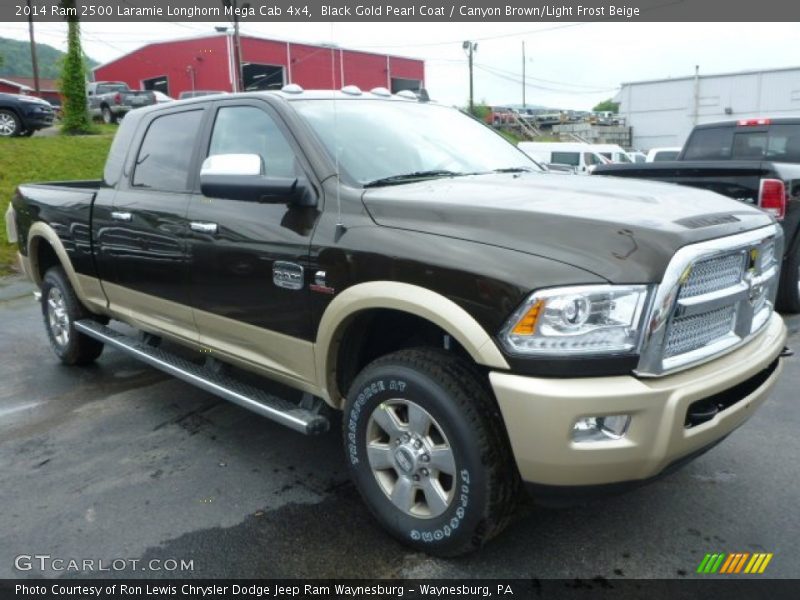 Black Gold Pearl Coat / Canyon Brown/Light Frost Beige 2014 Ram 2500 Laramie Longhorn Mega Cab 4x4