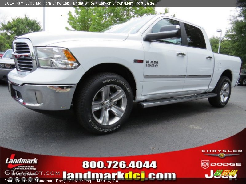 Bright White / Canyon Brown/Light Frost Beige 2014 Ram 1500 Big Horn Crew Cab