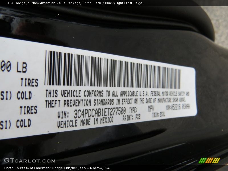 Pitch Black / Black/Light Frost Beige 2014 Dodge Journey Amercian Value Package
